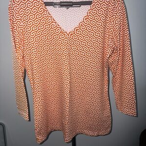 J. McLaughlin Orange Geometric Blouse